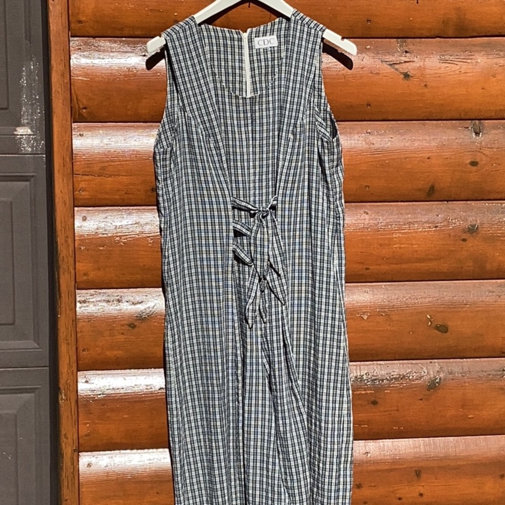 ⚜️ CDC VINTAGE 90s PLAID PALAZZO ROMPER JUMPSUIT LightWeight  👍 Fits S-Lg
